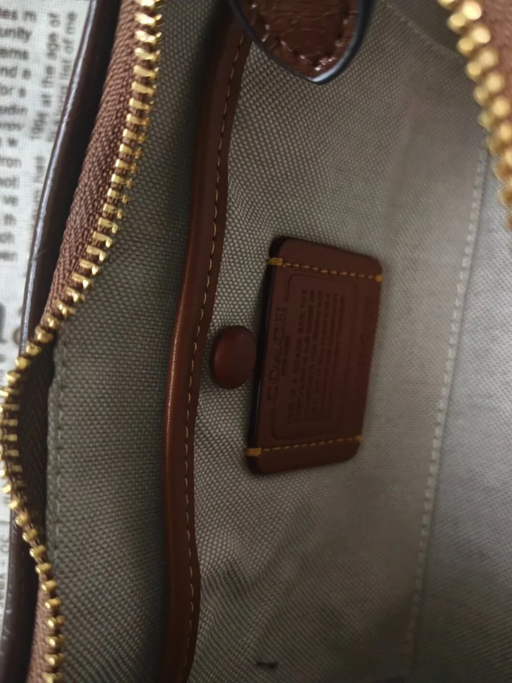 Coach chocolate brown wax leather hobo armpit bag